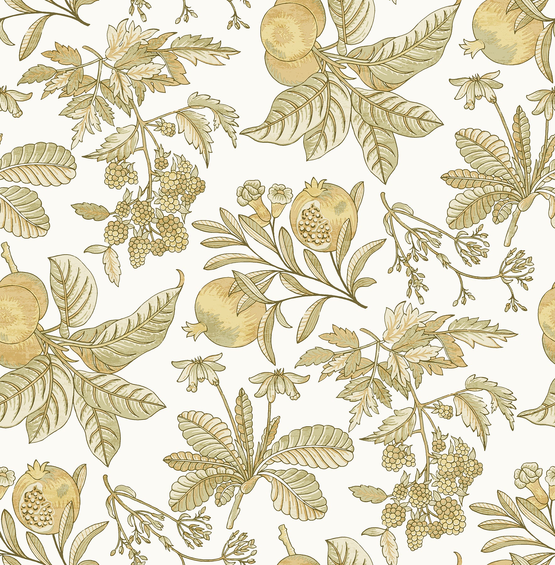 Cecilia Blue Fruit Wallpaper Wallpaper A-Street Prints Double Roll Honey 