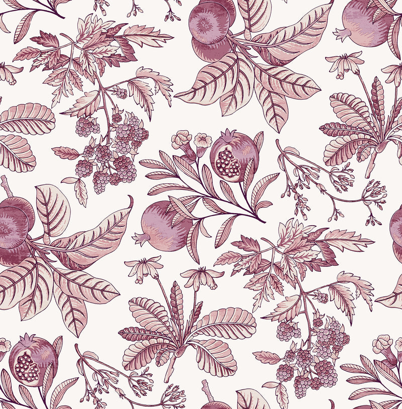 Cecilia Blue Fruit Wallpaper Wallpaper A-Street Prints Double Roll Purple 