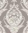 Arlie Evergreen Botanical Damask Wallpaper Wallpaper A-Street Prints Double Roll Grey 