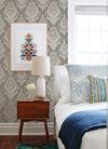 Arlie Evergreen Botanical Damask Wallpaper Wallpaper A-Street Prints   