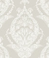 Arlie Evergreen Botanical Damask Wallpaper Wallpaper A-Street Prints Double Roll Light Grey 