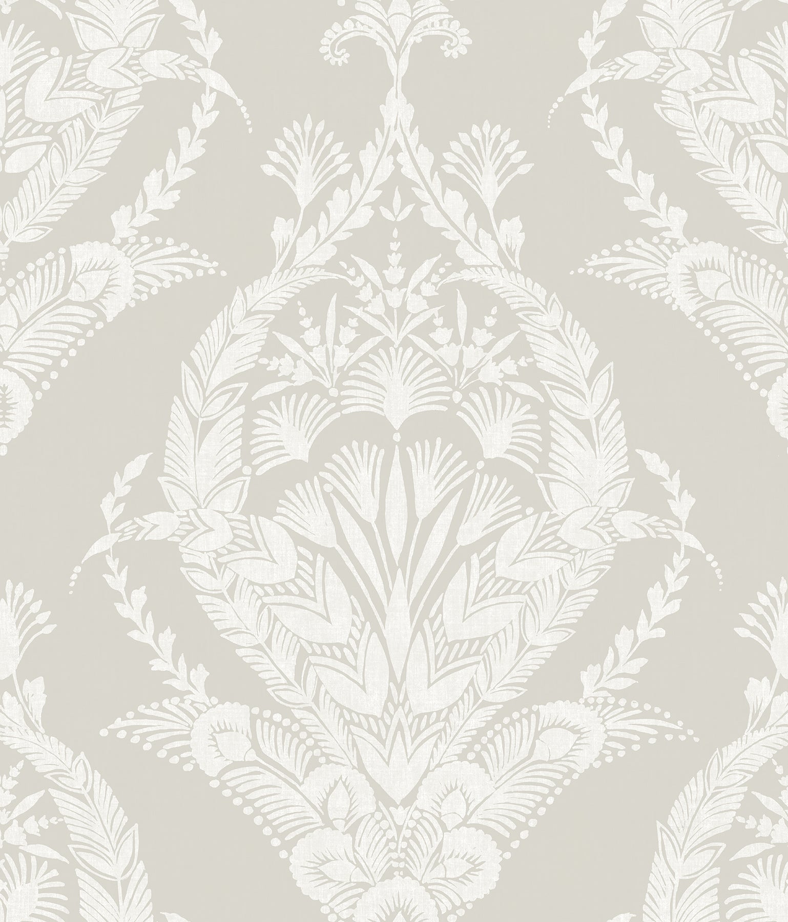 Arlie Evergreen Botanical Damask Wallpaper Wallpaper A-Street Prints Double Roll Light Grey 