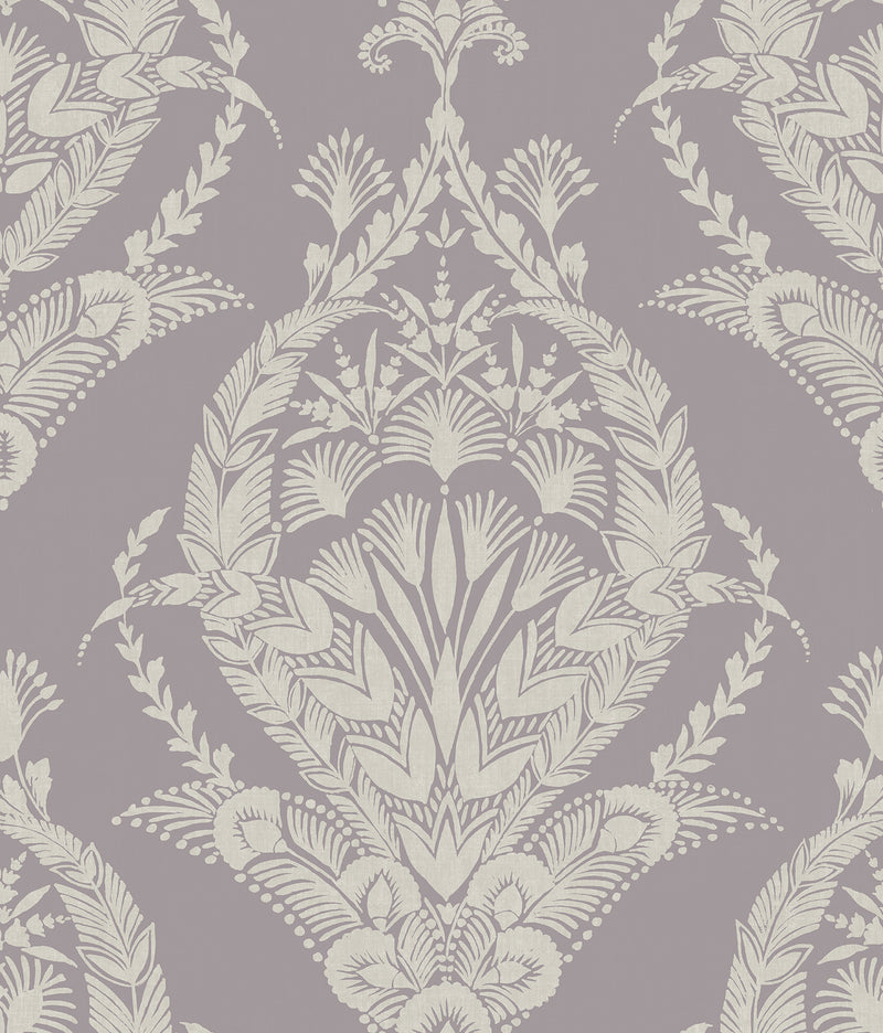 Arlie Evergreen Botanical Damask Wallpaper Wallpaper A-Street Prints Double Roll Lavender 