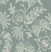 Maeve Butter Jacobean Trail Wallpaper Wallpaper A-Street Prints Double Roll Sea Green 