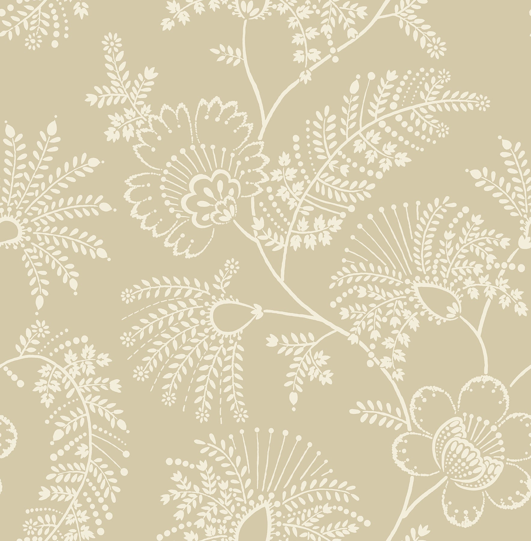 Maeve Butter Jacobean Trail Wallpaper Wallpaper A-Street Prints Double Roll Butter 