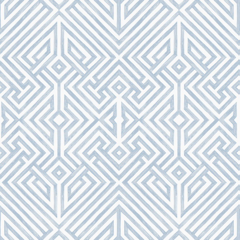 Lyon Blue Geometric Key Wallpaper Wallpaper A-Street Prints Double Roll Blue 