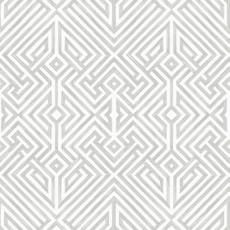 Lyon Blue Geometric Key Wallpaper Wallpaper A-Street Prints Double Roll Silver 