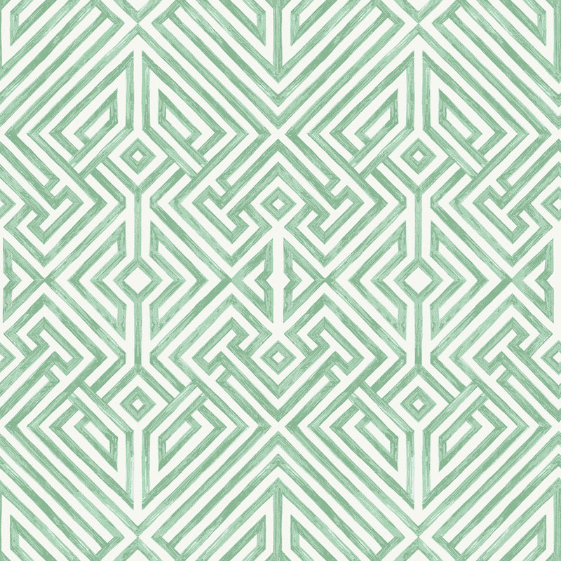 Lyon Blue Geometric Key Wallpaper Wallpaper A-Street Prints Double Roll Green 