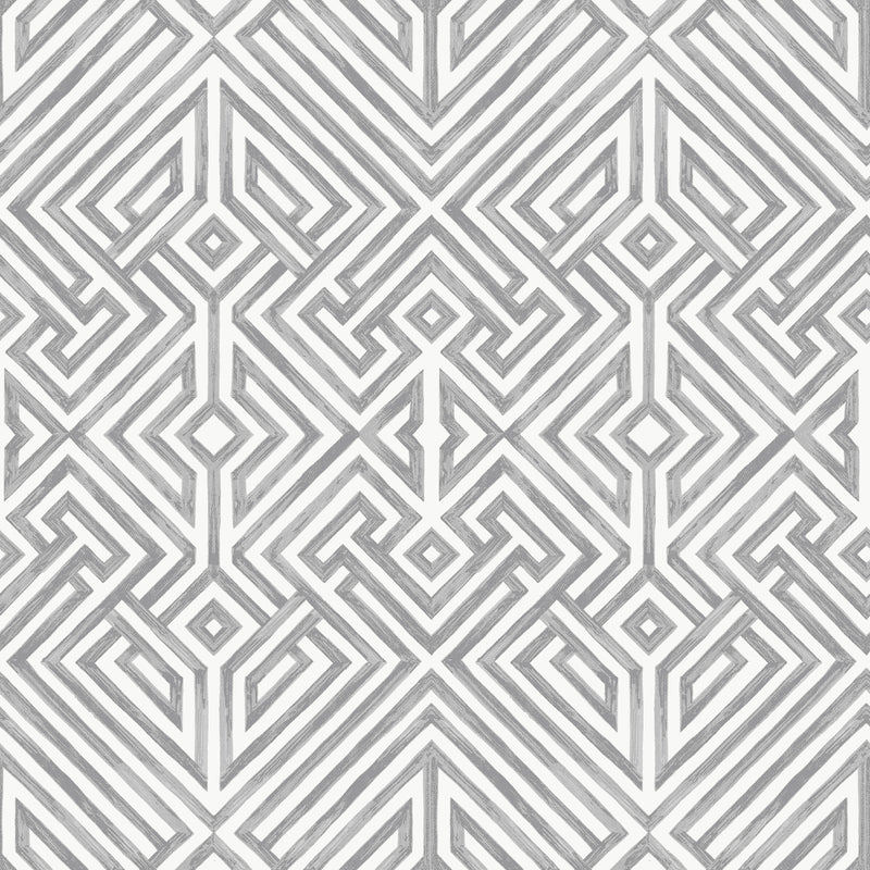 Lyon Blue Geometric Key Wallpaper Wallpaper A-Street Prints Double Roll Grey 