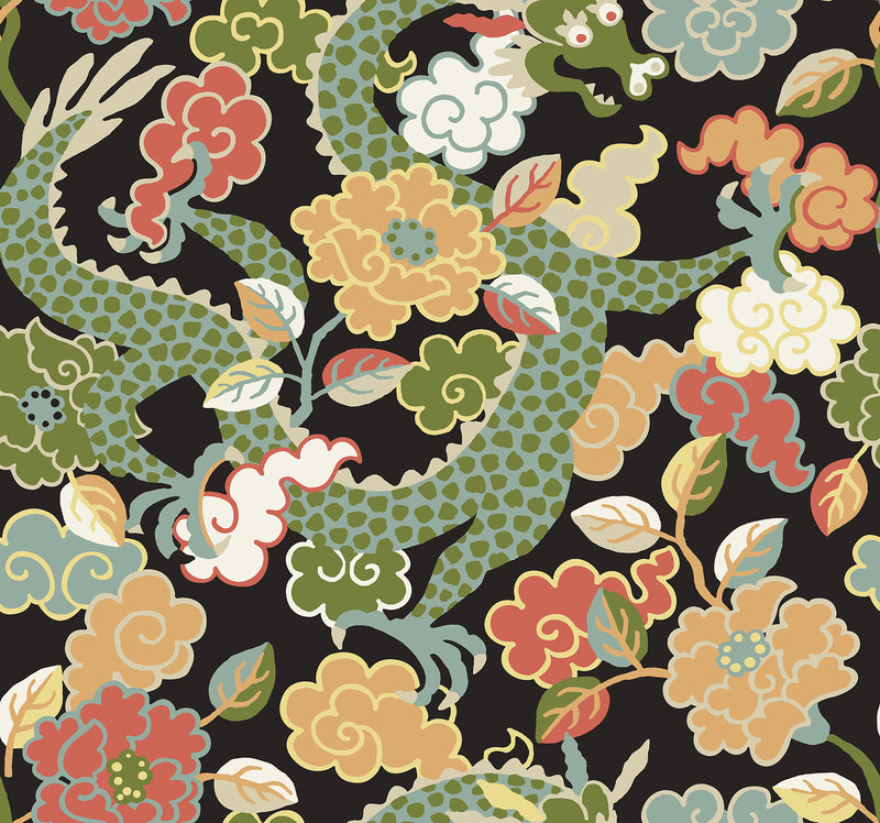 Yanci Green Dragon Wallpaper Wallpaper A-Street Prints Double Roll Green 