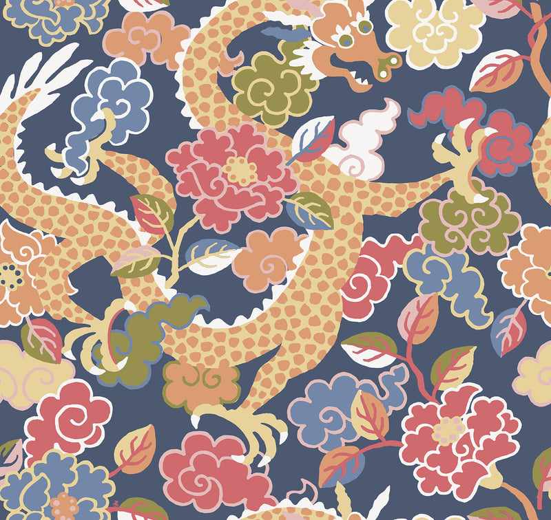 Yanci Green Dragon Wallpaper Wallpaper A-Street Prints Double Roll Orange 