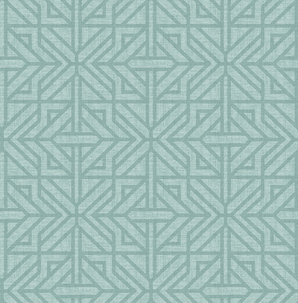 Hesper Green Geometric Wallpaper Wallpaper A-Street Prints Double Roll Teal 