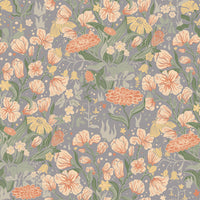 Hava Light Blue Meadow Flowers Wallpaper Wallpaper A-Street Prints Double Roll Coral 