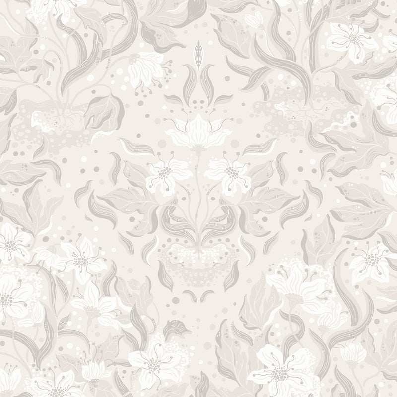 Lisa Bone Floral Damask Wallpaper Wallpaper A-Street Prints Double Roll Grey 