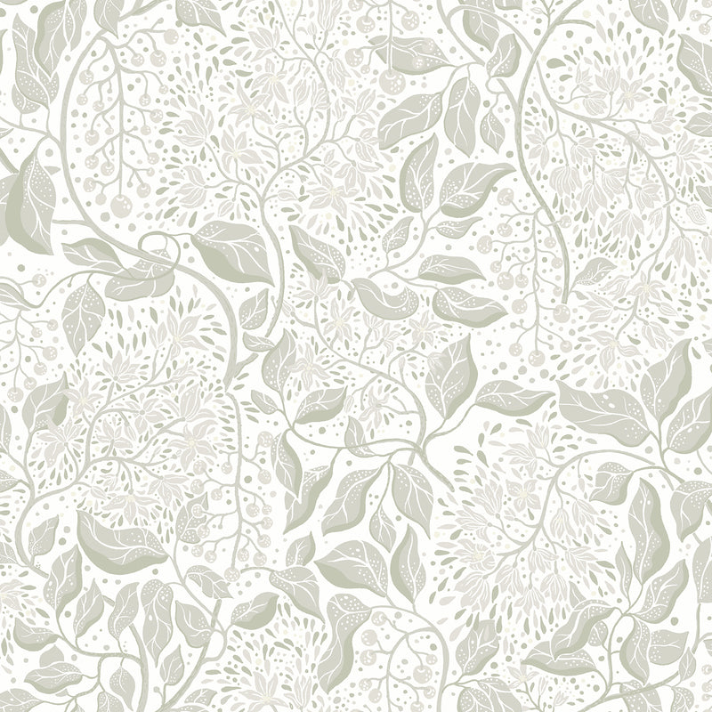 Turi Sage Twining Vines Wallpaper Wallpaper A-Street Prints Double Roll Sage 