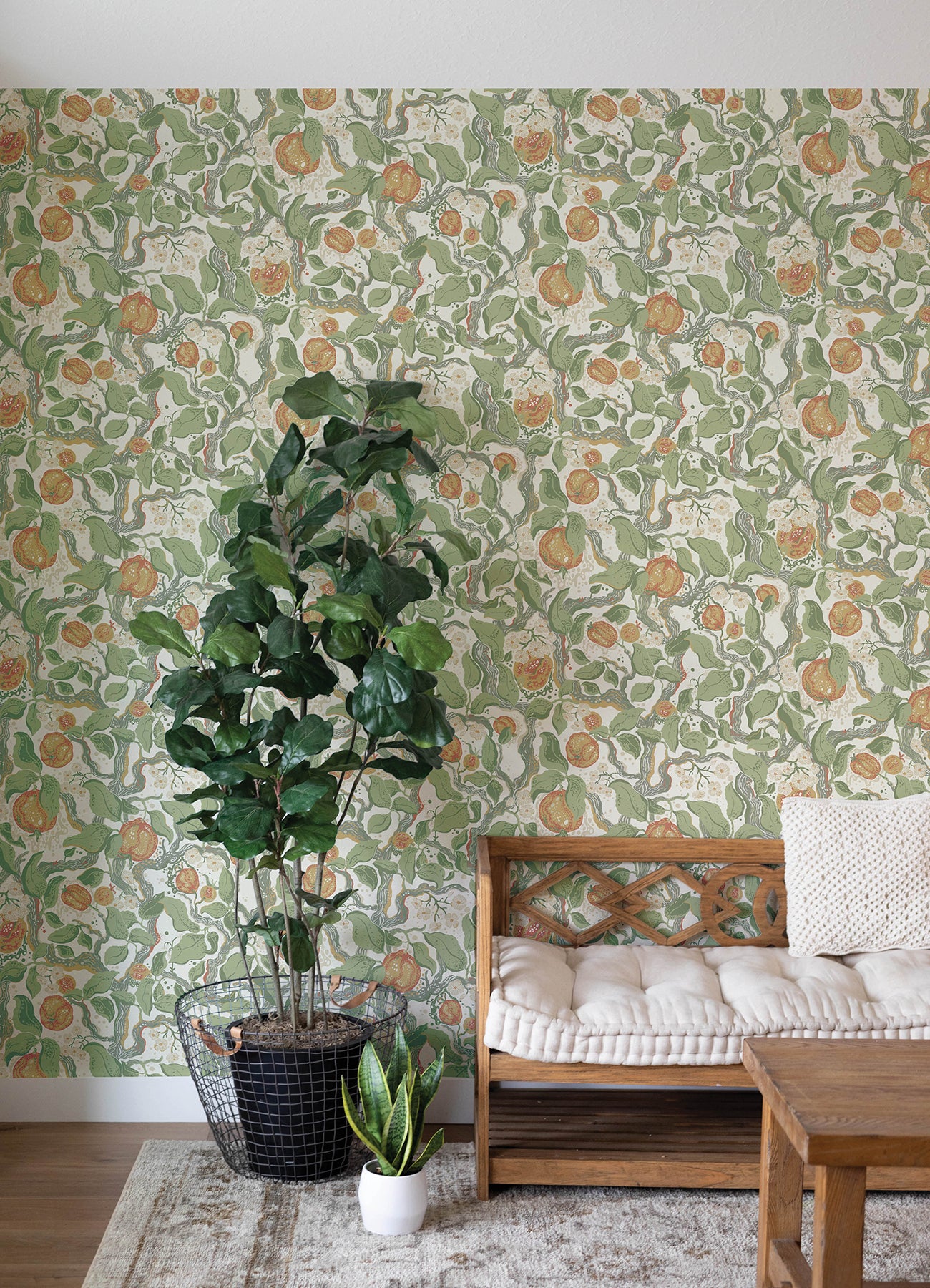 Kort Sage Fruit and Floral Wallpaper Wallpaper A-Street Prints   