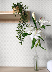 Trevor White Leaf Trellis Wallpaper Wallpaper A-Street Prints   