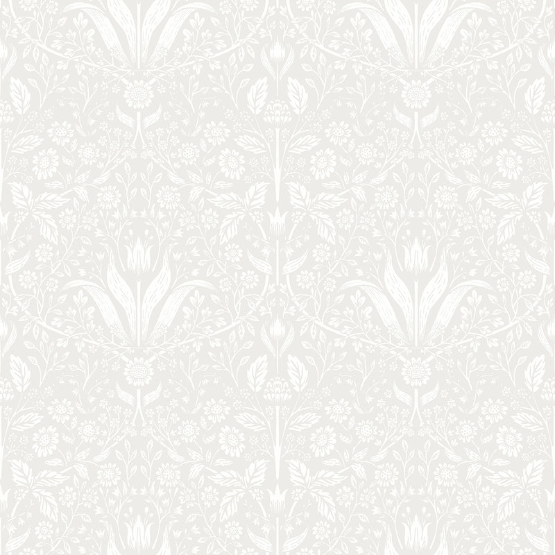 Mara Light Grey Tulip Ogee Wallpaper Wallpaper A-Street Prints Double Roll Light Grey 