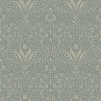 Mara Light Grey Tulip Ogee Wallpaper Wallpaper A-Street Prints Double Roll Green 