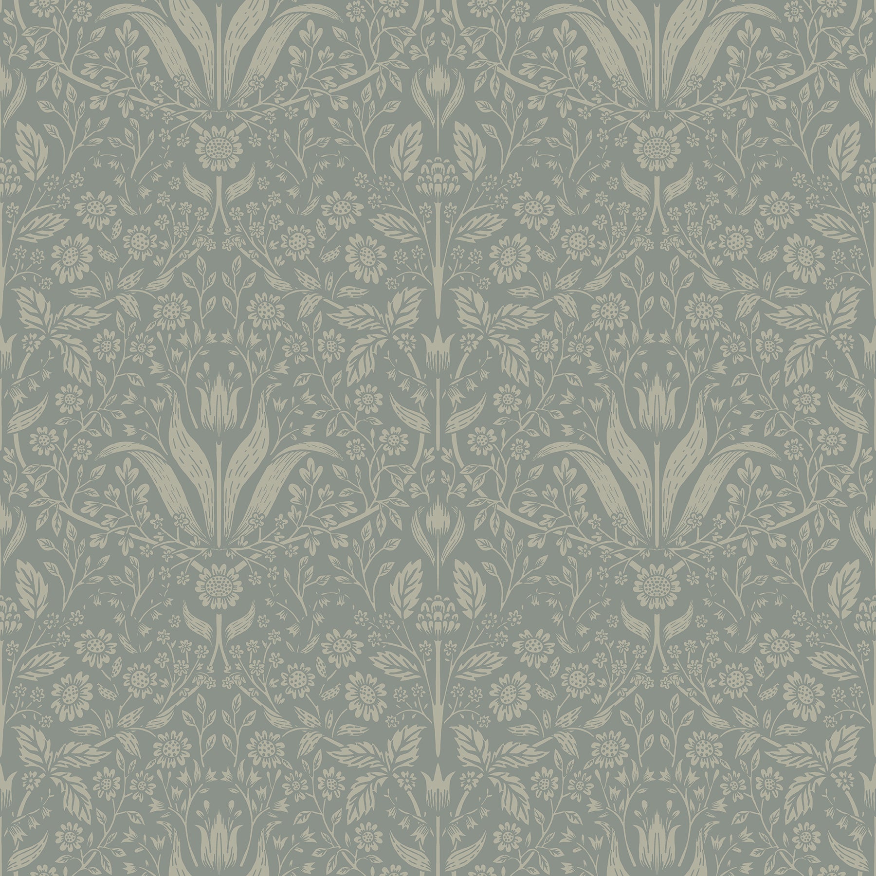 Mara Light Grey Tulip Ogee Wallpaper Wallpaper A-Street Prints Double Roll Green 