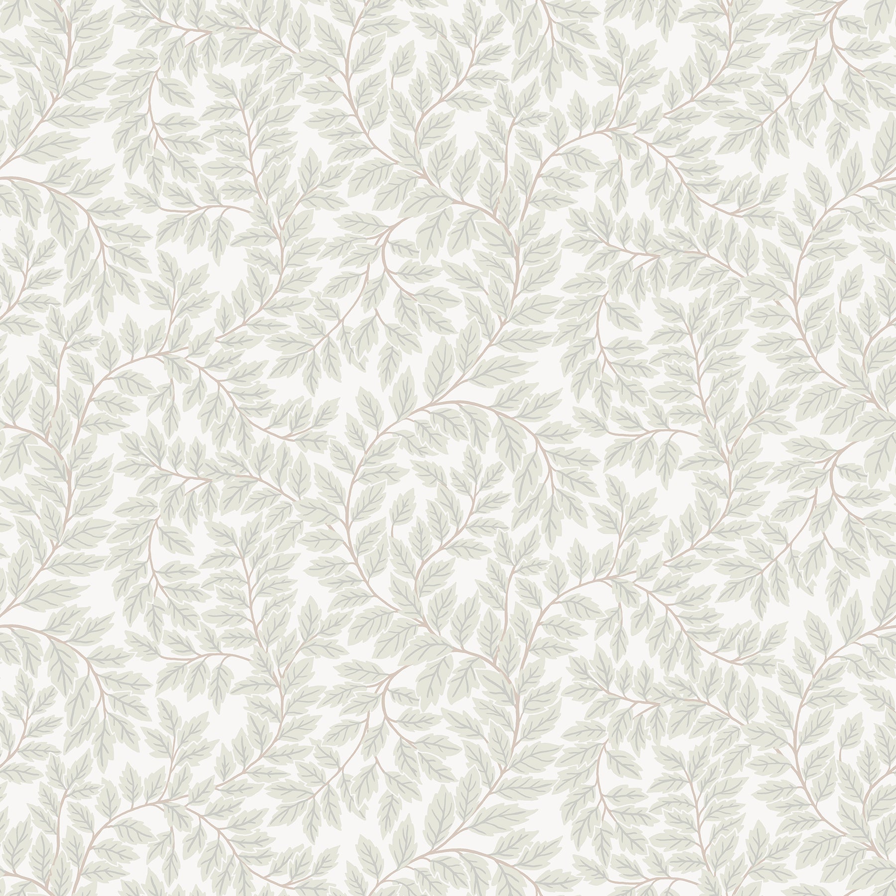 Lindlöv Grey Leafy Vines Wallpaper Wallpaper A-Street Prints Double Roll Light Grey 