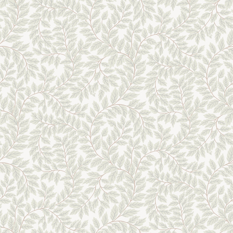 Lindlöv Grey Leafy Vines Wallpaper Wallpaper A-Street Prints Double Roll Light Grey 