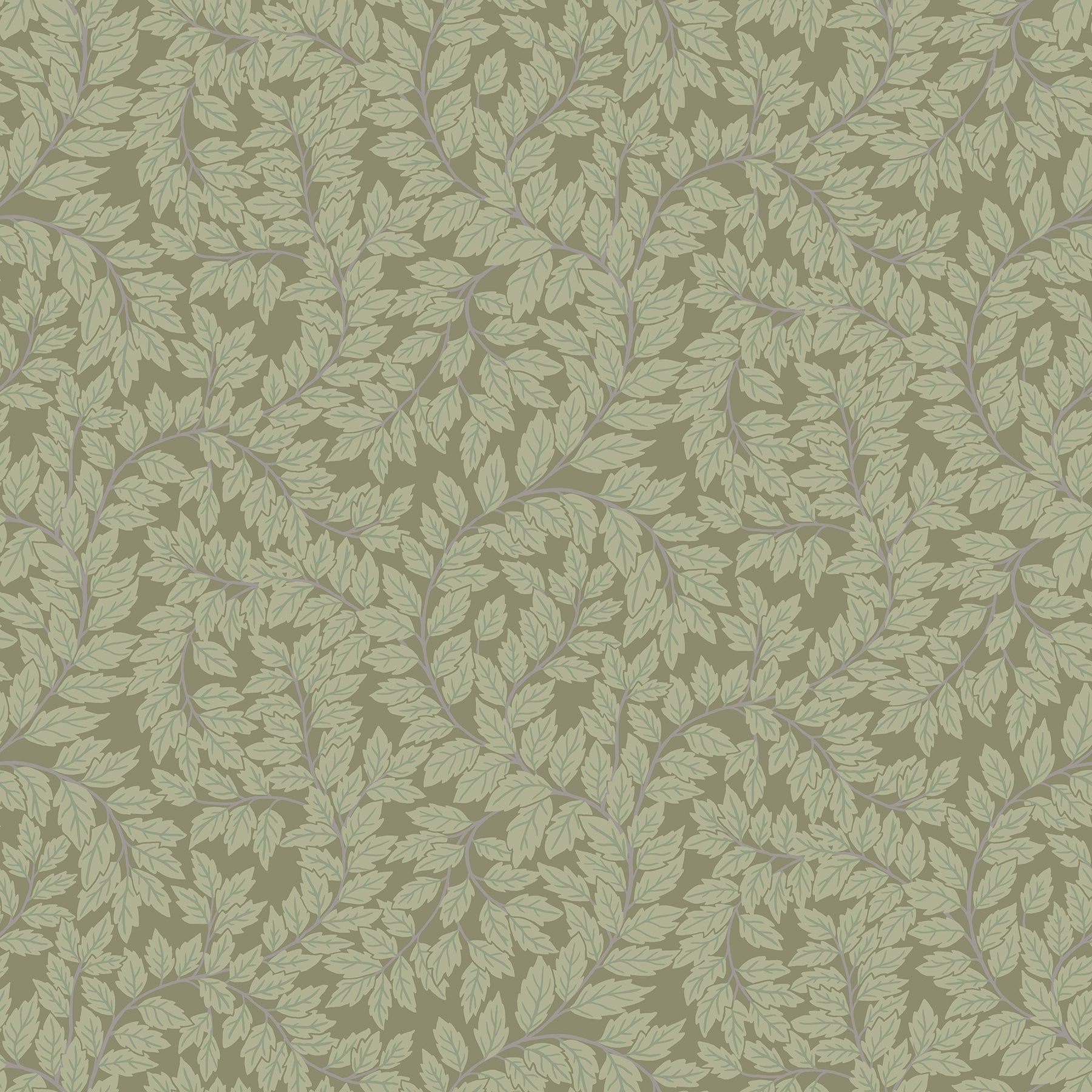 Lindlöv Grey Leafy Vines Wallpaper Wallpaper A-Street Prints Double Roll Moss 