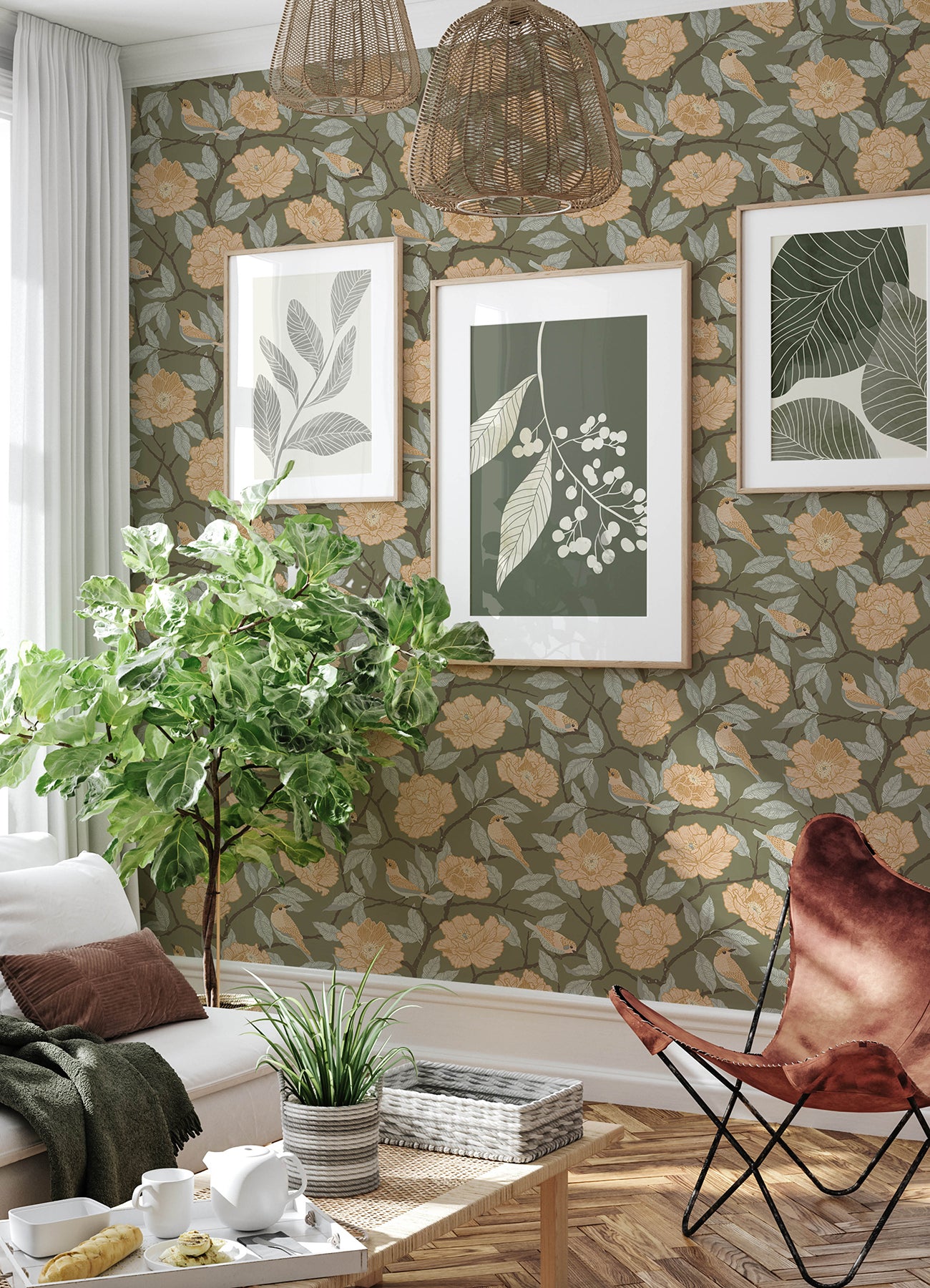 Bernadina Grey Rosebush Wallpaper Wallpaper A-Street Prints   