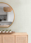 Trevor White Leaf Trellis Wallpaper Wallpaper A-Street Prints   