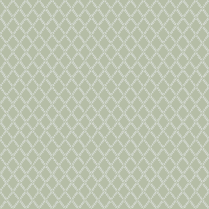 Trevor White Leaf Trellis Wallpaper Wallpaper A-Street Prints Double Roll Moss 