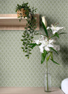 Trevor White Leaf Trellis Wallpaper Wallpaper A-Street Prints   