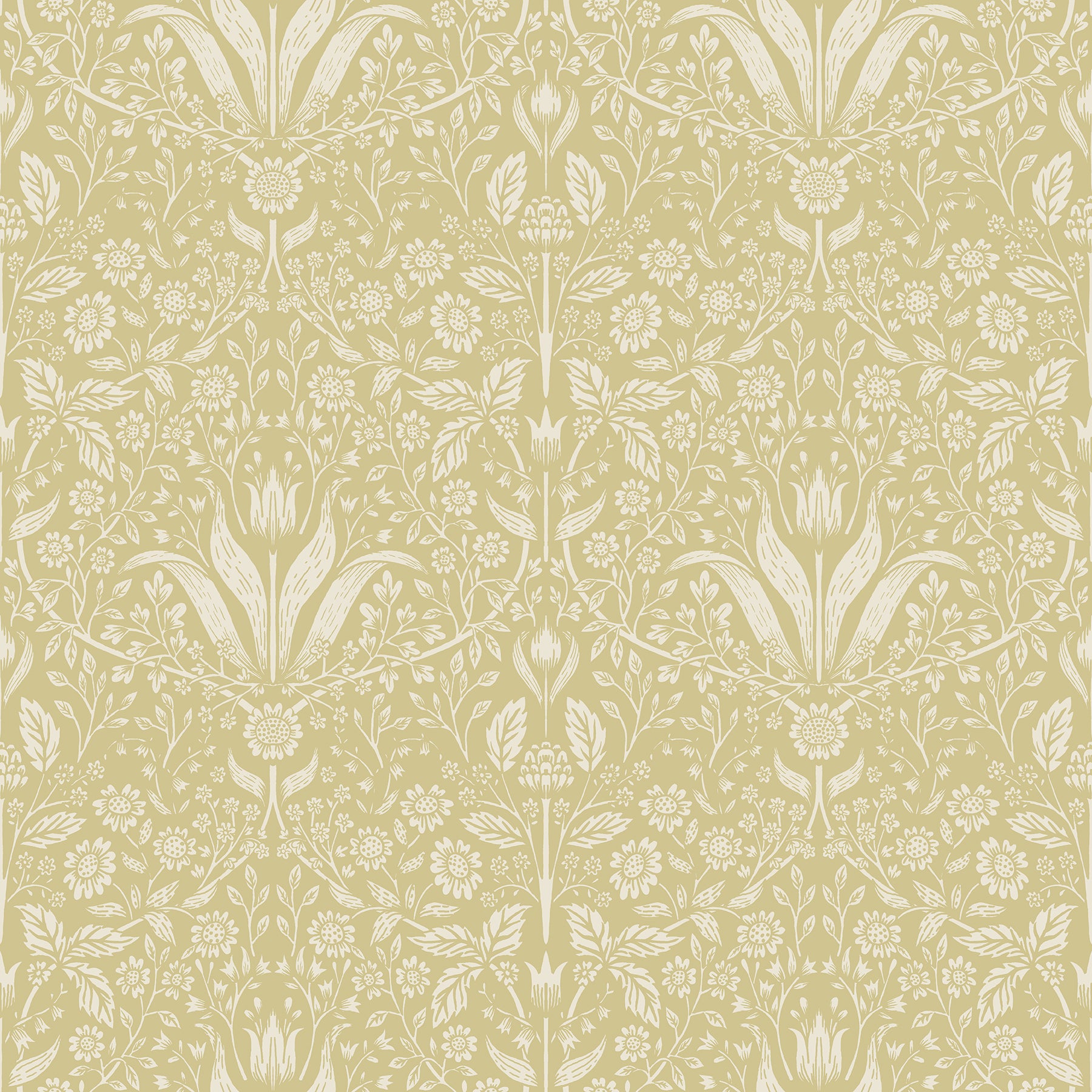 Mara Light Grey Tulip Ogee Wallpaper Wallpaper A-Street Prints Double Roll Yellow 