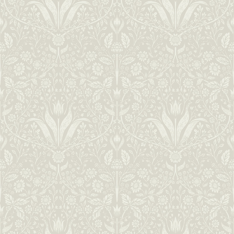 Mara Light Grey Tulip Ogee Wallpaper Wallpaper A-Street Prints Double Roll Beige 