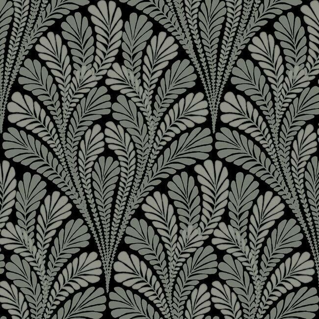 Shell Damask Wallpaper Wallpaper York Double Roll Black/Glint 