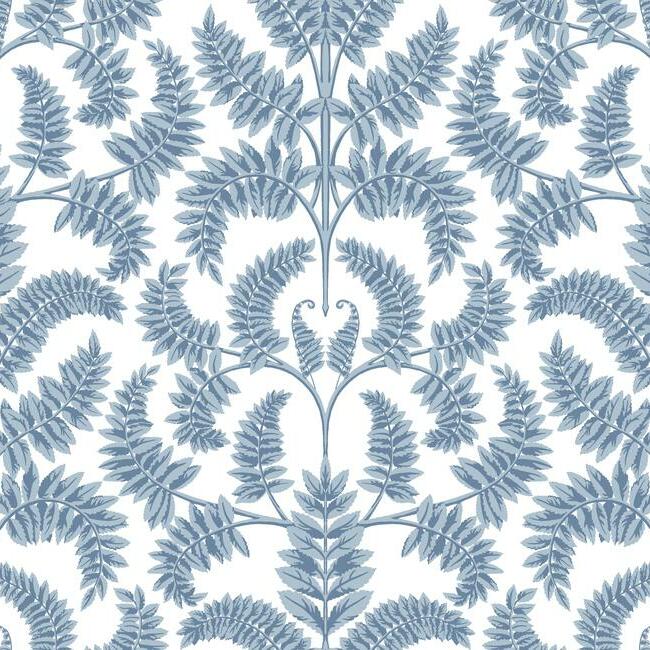 Royal Fern Damask Wallpaper Wallpaper York Double Roll Blue 