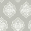 Signet Medallion Damask Wallpaper Wallpaper York Double Roll Grey 
