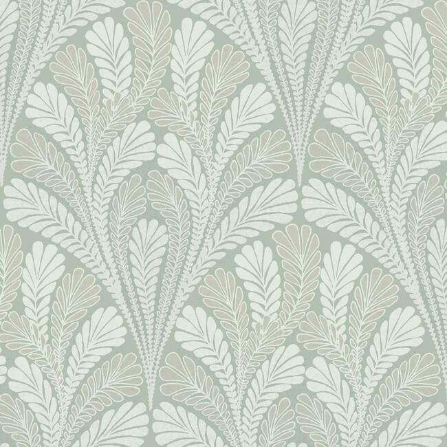 Shell Damask Wallpaper Wallpaper York Double Roll Sage 