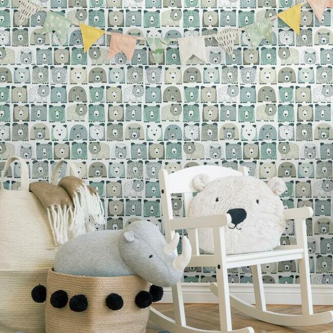 DwellStudio Bears Sidewall Premium Peel + Stick Wallpaper Peel and Stick Wallpaper York   