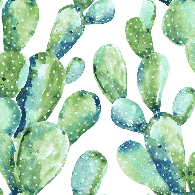 Prickly Pear Cactus Peel and Stick Wallpaper Peel and Stick Wallpaper RoomMates Roll Blue 