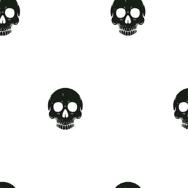 Disney Cruella Glamour Skulls Peel & Stick Wallpaper Peel and Stick Wallpaper RoomMates Roll Black 