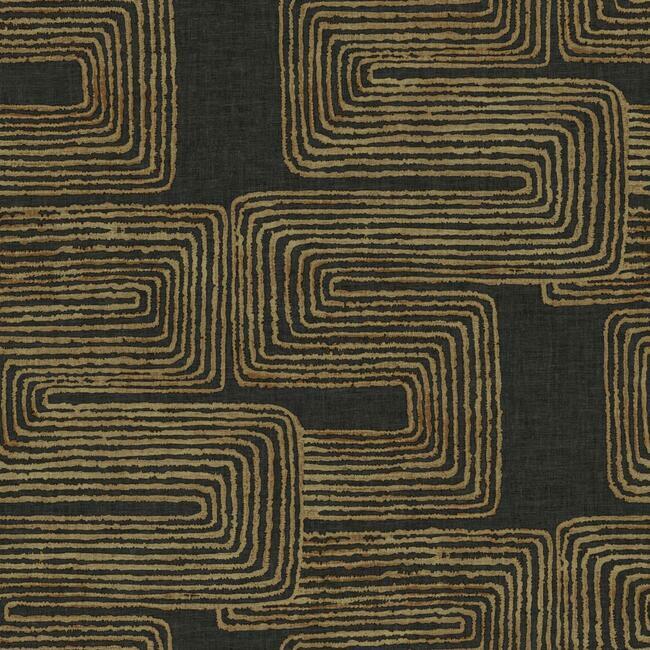 Nikki Chu Zulu Signature Peel & Stick Wallpaper Peel and Stick Wallpaper RoomMates Roll Black/Gold 