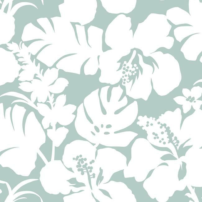 Hibiscus Arboretum Wallpaper Wallpaper York Double Roll Verdigris 