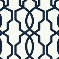 Hourglass Trellis Wallpaper Wallpaper York Double Roll Navy/White 