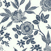 Wood Cut Jacobean Wallpaper Wallpaper York Double Roll Navy 