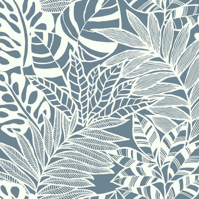 Jungle Leaves Wallpaper Wallpaper York Double Roll Blue 